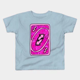 Trippy pink Uno reverse card Kids T-Shirt